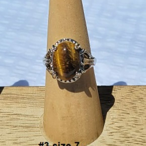 Tiger's Eye Gemstone Rings - Picture 4 of 9